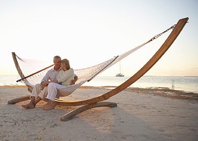 Couple in hammock on beach